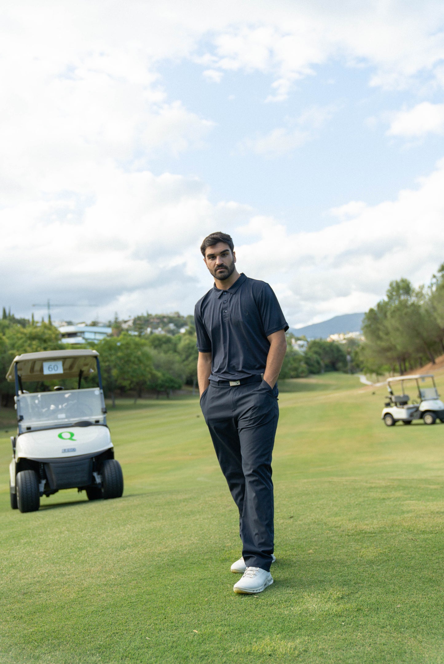 Fasán golf navy pique with logo