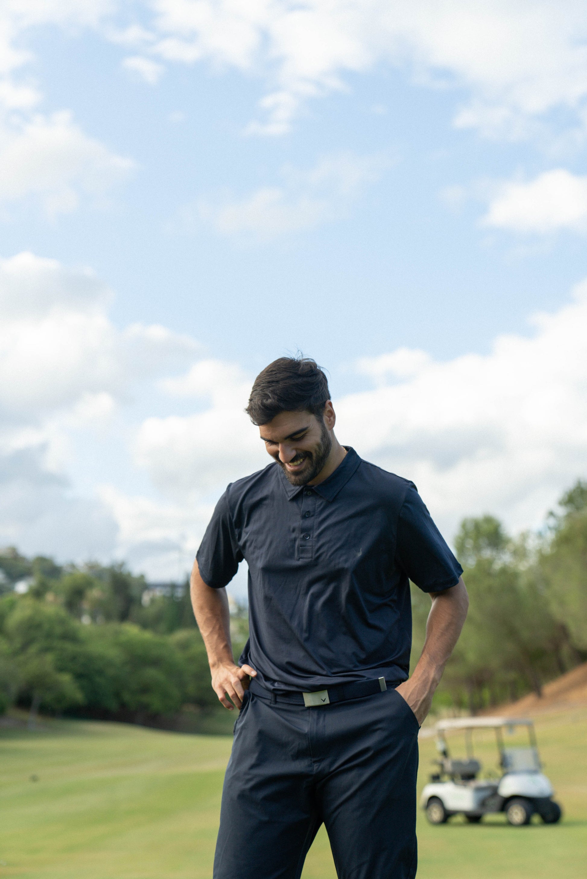 Fasán golf navy pique with logo