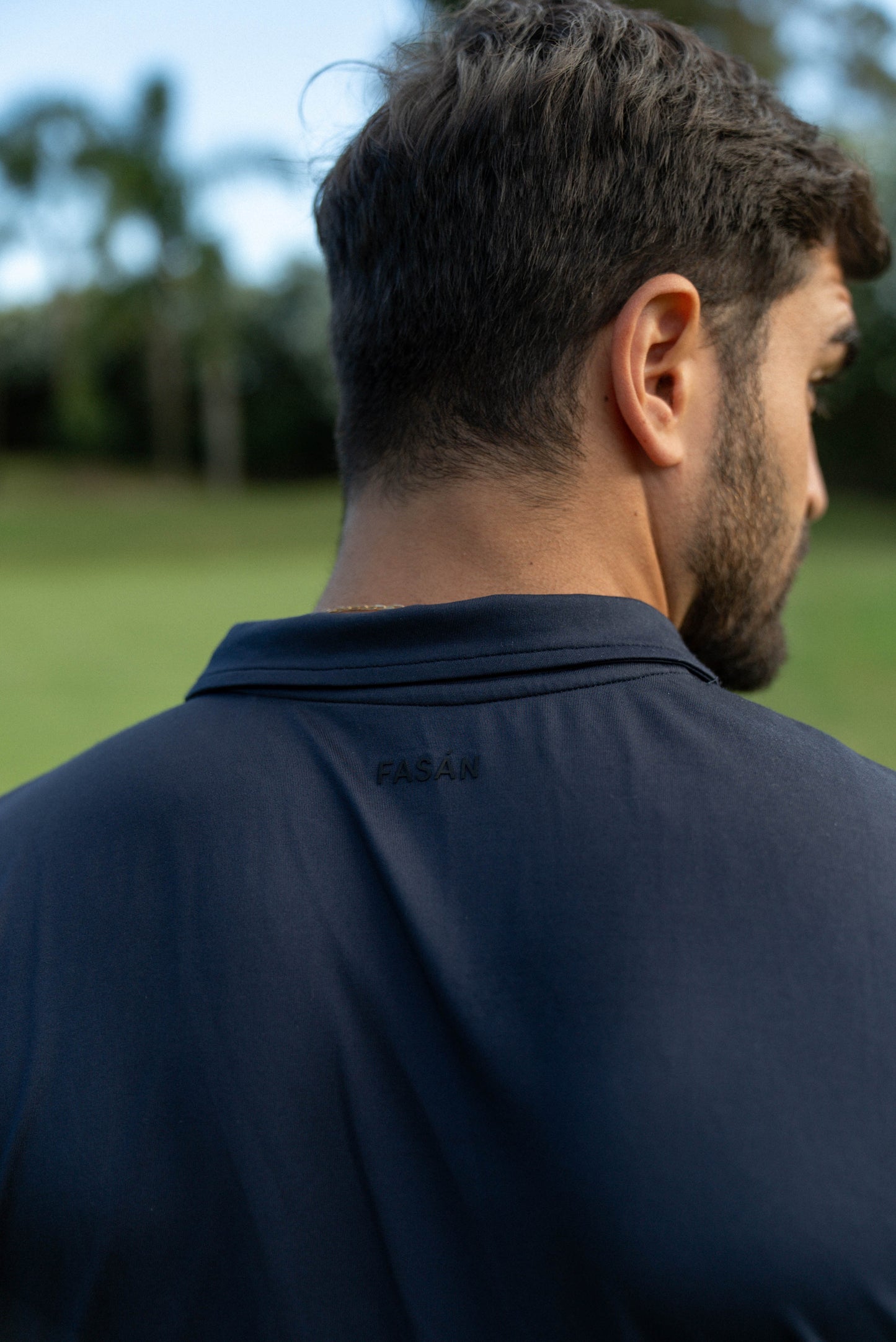 Fasán golf navy pique with logo